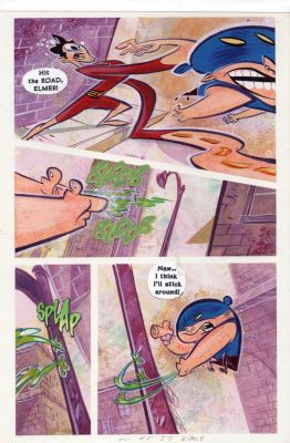 Scott Morse | Morse, Scott - Plastic Man #12 Painted Pg 9, Pm Vs Crook W/ Gun - Award-Winning! | Cool Lines Art