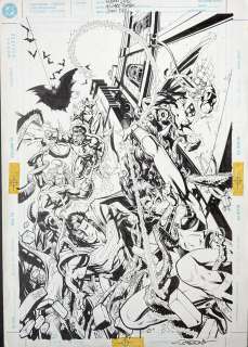 Howard Porter / John Dell - Wizard #59 p.54 1st Morrison/Porter JLA Promo Art & Inside Cover JLA: Deluxe Edition Vol. 1 1996/2008