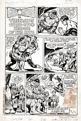 Curt Swan | Swan, Curt - Dc Hostess Ad / Inside Cover Oct 1979 - Green Lantern Vs Triclops | Cool Lines Art