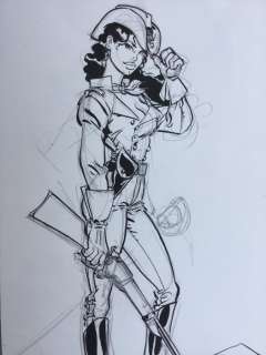 Meynet, Félix - Dessin original - Femme avec fusil | Catawiki