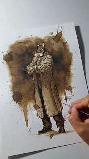 Juapi (Coffee Art Artist) - Originele Coffee Art tekening - Blacksad (2018) | Catawiki