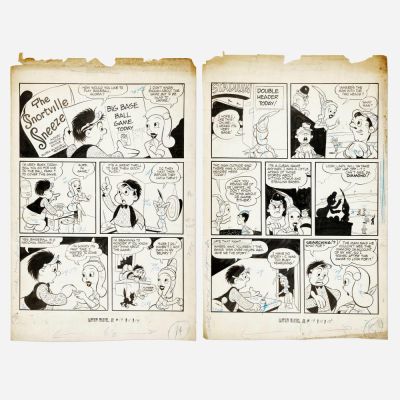 Lot 147 - Sid Lazarus, Captain Marvel, Jr. #19 Story Pages 14 and 15 Original Art (Fawcett Publications, Inc., 1941) | Landry Pop Auctions