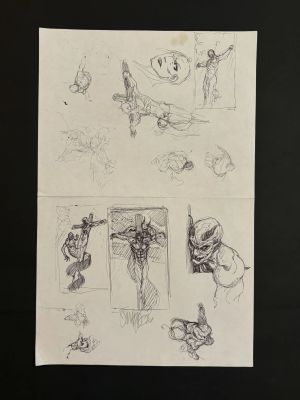Tim Vigil | Tim Vigil - Christ & Devil Sketch Page | ComicArtFans Classifieds