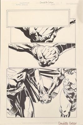 Scott Eaton, Claudette Eaton | Action Comics #52 Page 1 Original Art By Scot Eaton & Claudette Eaton - Superman & Wonder Woman Holding Hands - Final Days of Superman | ComicArtFans Classifieds