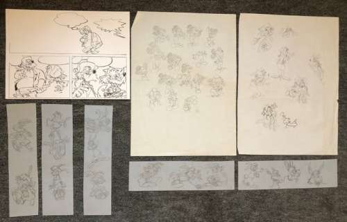 Broer Konijn - Mickey Mouse - Goofy - John Bakker - 8 originele tekeningen - dessins au crayon et Ã  l’encre | Catawiki