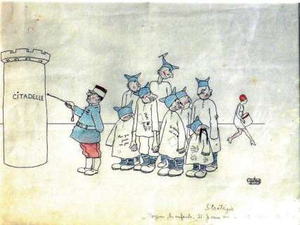 Dubout Albert (1905 - 1976) | DUBOUT Albert Â« Stratégie Â». Dessin Ã  l’encre de Chine et crayons de&h | Tessier Sarrou