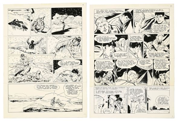 Lot 1993 - Dan Cooper, Albert Weinberg, tome 36, "L’Avion Invisible", éd. Novedi, 1987, planches originale | misc / divers