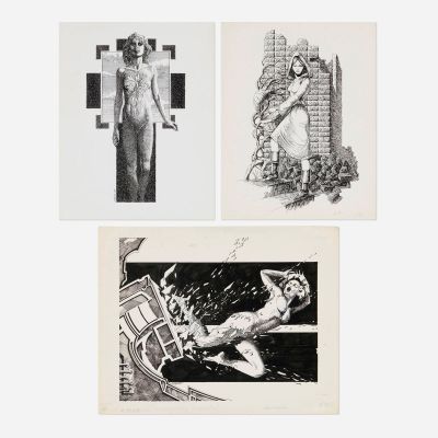 Lot 387 - Rick DeMarco, Group of Three Illustrations Original Art | Landry Pop Auctions