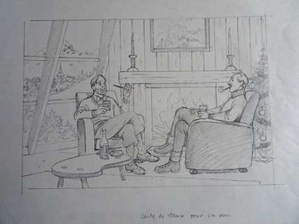 Juillard, André - Crayonné pour un portfolio - Blake et Mortimer  - Carte de voeux pour un ami | Catawiki