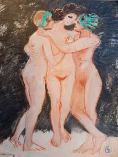 Brugman, Gideon (Milton Davis) - Originele schildering in kleur - Drie naakte dames - (1990) | Catawiki