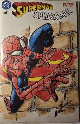 Hoodart01 | Superman Spider-Man Sketch Cover | Raremarq (Buy It Now)