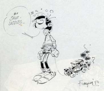 Franquin | Gaston Lagaffe, illustration Ã  l’encre de Chine r… | Banque Dessinée