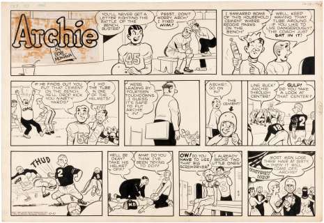 "ARCHIE" 1948 SUNDAY PAGE ORIGINAL ART BY BOB MONTANA. | Hake’s
