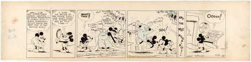 MICKEY MOUSE FEBRUARY 26, 1931 DAILY STRIP ORIGINAL ART BY EARL DUVALL.