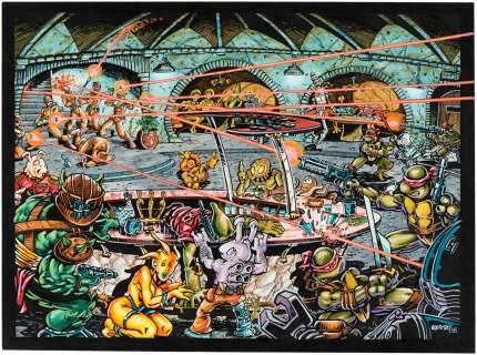 TEENAGE MUTANT NINJA TURTLES #5 COMIC BOOK COVER ORIGINAL FINAL COLOR ART BY CO-CREATOR KEVIN EASTMAN.