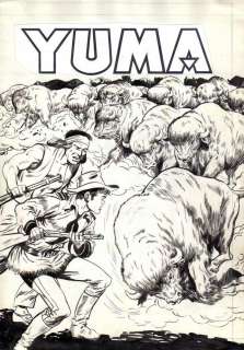 FRANCESCO GAMBA - Copertina per testata Yuma 33, editore Lug (Francia), con il Piccolo Ranger. Cm. 25,5 x 36,5. Anno di esecuzione 1965. Retrocolorata!