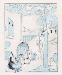 Rabier. Benjamin | Â«Le Renard penduÂ». Encre de Chine rehaussée de crayon | Tessier Sarrou