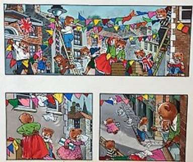  - Phillipps, William Francis  - 2x Original page (gouache) - Teddy Bear - Published in Jack & Jill - (1970) 