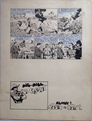 Chott, Marcel Navarro (Scénariste) | Chott Pierre Mouchot FANTAX 12 Planche 11 Six gardiennes enfer (12/12) Fin Big Bill Casseur, Encre de Chine petit format Eo 1947 | 2DGalleries