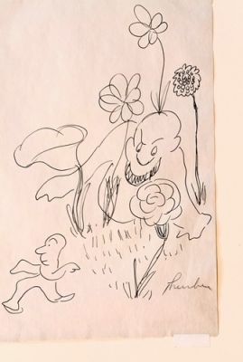 FREE SHIPPING!!! James Thurber ORIGINAL SIGNED Pen Drawing Garden Monster | eBay US