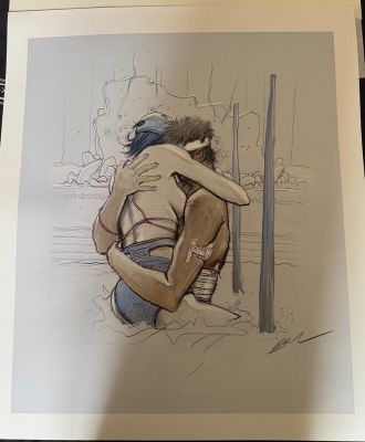 Enki Bilal | Bilal L’ETREINTE OEUVRE UNIQUE MISE EN COULEUR ORIGNALE | 2DGalleries