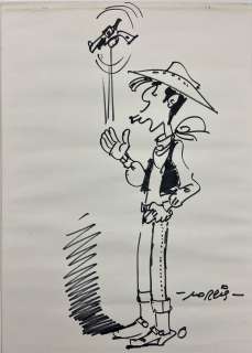 * Morris - Dédicace:... | * Morris - dédicace: Superbe grand dessin sur feuille... | Tessier Sarrou