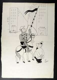 Ugo de Vargas - "Cavaliere in cittÃ " Illustrazione Originale (Master Of Drawing) | Catawiki