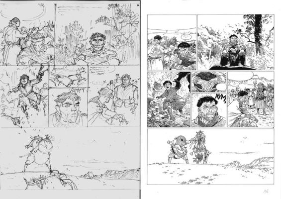 Hermann | Hermann : Les tours de Bois-Maury tome 8, crayonné + tirage hélio noir de la planche 16 | 2DGalleries