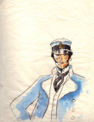 José Muñoz, Hugo Pratt (Concept) | « Oltre Corto Maltese – Miraggio di Memoria » illustration Illustration réalisée pour l’affiche de l’exposition | 2DGalleries