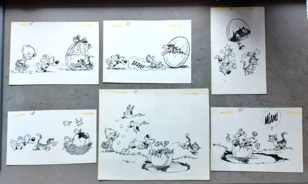 Jean Roba - Illustrations originales encrées de Boule et Bill par Roba