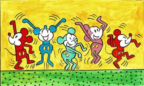 Mickey inspired by the iconic Keith Haring art - Large Painting - 70 x 50 cm - Tony Fernandez - Art acrylique | Catawiki