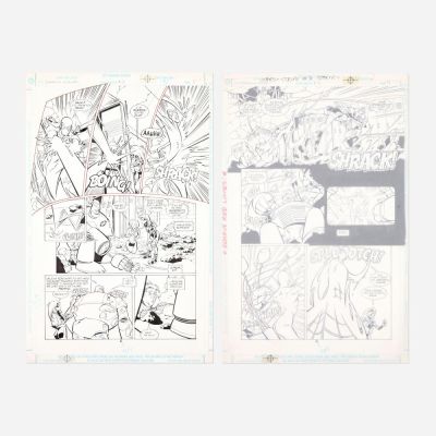 Lot 332 - Lee Moder and Dan Davis, Stars & S.T.R.I.P.E. #3 Story Pages 4 and 5 Original Art (DC Comics,1999) | Landry Pop Auctions