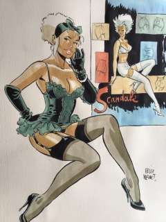 Meynet, Félix - Dessin original en couleur - Â« ScandaleÂ Â» | Catawiki