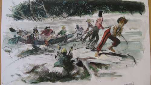 Follet, René - Dessin original en couleur - Hommage Ã  Franquin | Catawiki