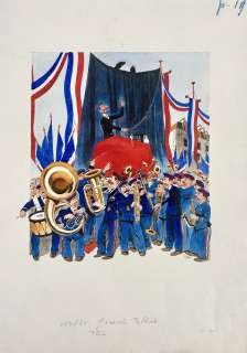 Sabran Guy * Fanfare... | SABRAN Guy * Fanfare municipale Aquarelle et encre... | Vermot et Associés