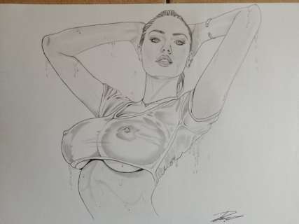 Daniel H - illustrazione originale a matita cm 34x48 - Page volante | Catawiki