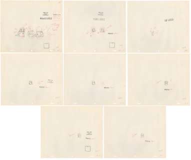 Tintin - 8x croquis préparatoire film dÂ´animation - On a marché sur la lune - Haddock,Tournesol, Dupond - Page volante - EO - (1960/1962) | Catawiki