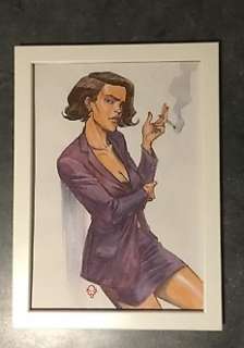  - Libessart, Laurent - Dessin original en couleur - Femme Ã  la cigarette  - (2014) 