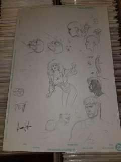 Adam Hughes Sketch Page Multiple Images on Standard Size DC Original Art Paper One Of A Kind! | East Bay Comics