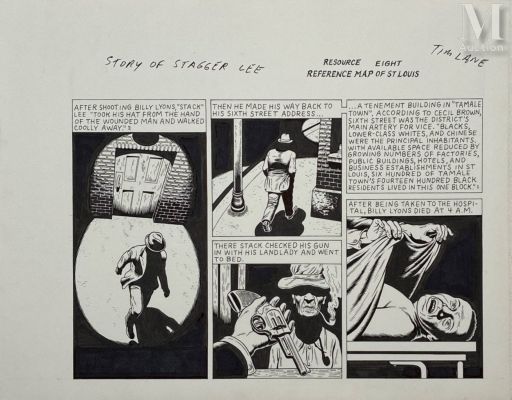Lane, Tim (Né En 1974) | Lot 243 : Abandoned cars, Story of Stagger Lee, demi planche de la page 160 à… | Millon