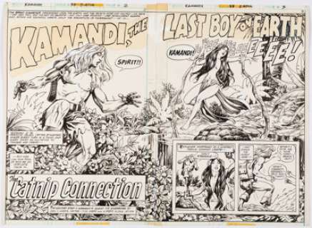 Ayers, Dick | Dick Ayers and Alfredo Alcala Kamandi #53 Double Splash Pages 2-3 Original Art (DC, 1977).... | Heritage
