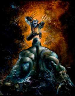 Unidentified Fantasy Artist - Mielan Zebrowski - Hulk vs. Wolverine Painting Original Art (c. 2010s)....