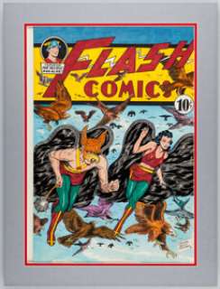 Moldoff, Sheldon | Sheldon "Shelly" Moldoff Flash Comics #37 Hawkman and Hawkgirl Cover Re-Creation Original Art (DC, 1993).... | Heritage