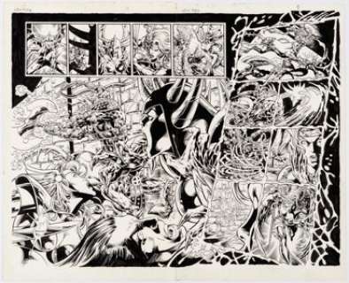 Deodato Jr., Mike - Mike Deodato Jr. Lady Death vs. Purgatori Double Page Spread 4-5 Original Art (Chaos! Comics, 1999).... (Total: 3 Original Art)