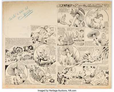 Unidentified European Comic Artist (non-superhero - Eugene Gire Vaillante "Alice au Pays des Merveilles" [Alice in Wonderland] Story Pages 4-5 Original Art (c. 1947)....