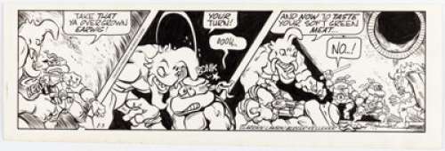 Comic strip artist - unidentified - Jim Lawson and Dan Berger Teenage Mutant Ninja Turtles Daily Comic Strip dated 1-3-1992 Original Art (Creator Synd...