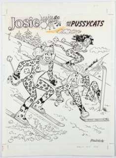 DeCarlo, Dan - Dan DeCarlo and Alison Flood Josie and the Pussycats #2 Poster Illustration Original Art (Archie, 1994)....