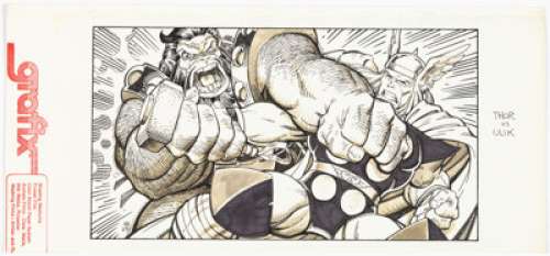 Adams, Arthur | Arthur Adams Marvel Universe II #122 "Thor vs. Ulik" Trading Card Illustration Original Art (Impel, 1991).... | Heritage