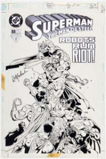 Mahnke, Doug - Doug Mahnke and Dennis Janke Superman: The Man of Steel #88 Cover Original Art (DC, 1999)....