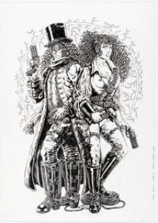 Raulo Caceres Captain Swing and the Electrical Pirates of Cindery Island #3 Variant Cover Original Art (Avatar Press, 2011).